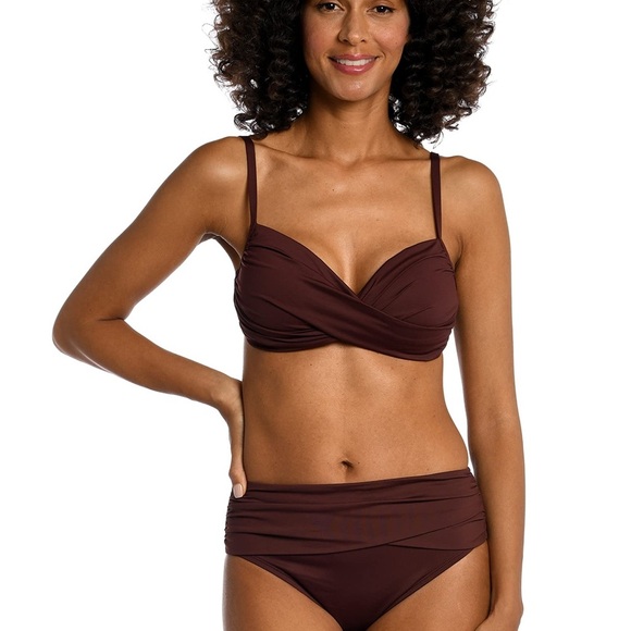 La Blanca Women's Island Goddess Over The Shoulder Wrap Bikini Swimsuit Top 12 - Picture 2 of 7